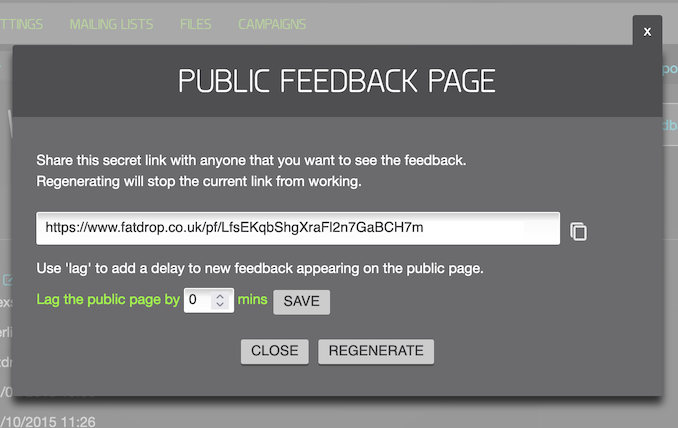 Live feedback dialog