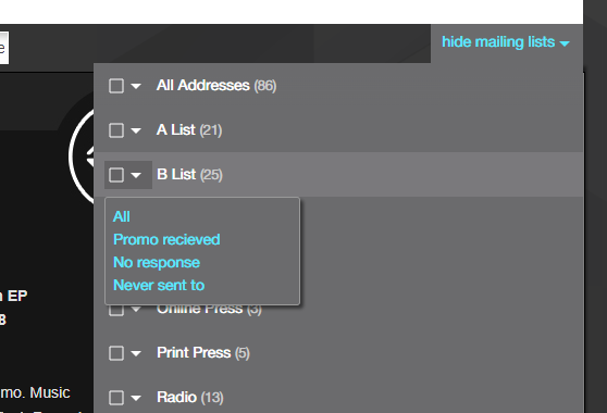 Using the 'never sent to' option